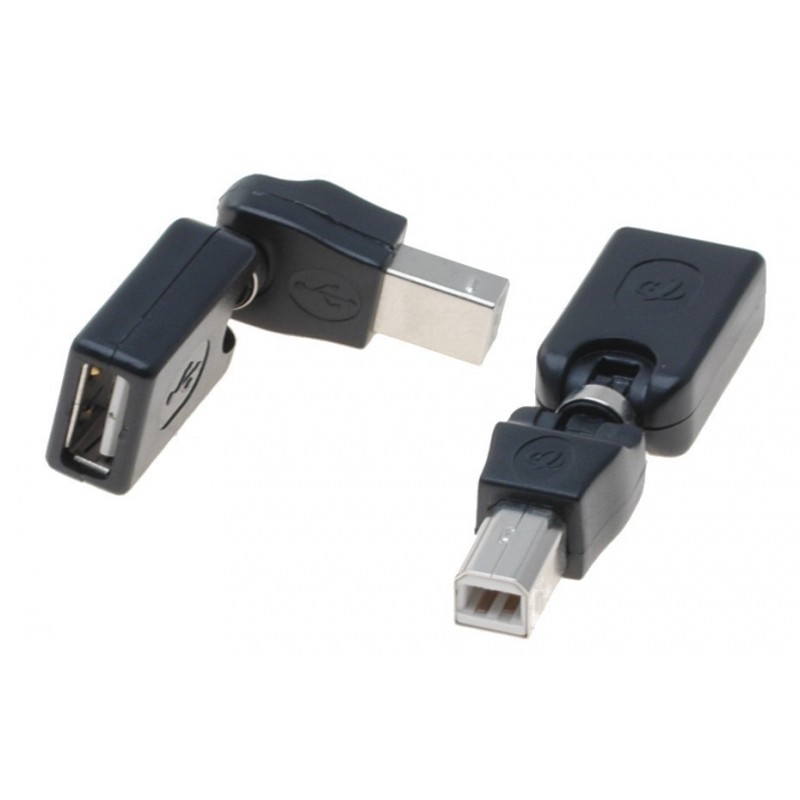 USB adapter B han til A hun, drejeligt 3D vinkelled Til montering p...