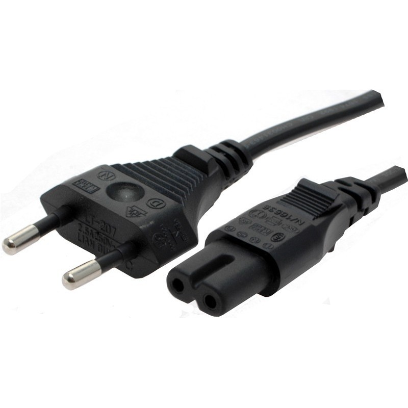 Power cord with flat 230V Euro connector C7