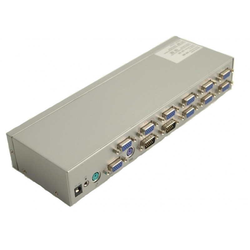 KVM-svitsj for 2 PC-er Quad Head - 4 VGA-utganger - PS2