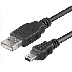 Mini USB kabel, A han – mini B han, sort 1,25 mforUSB