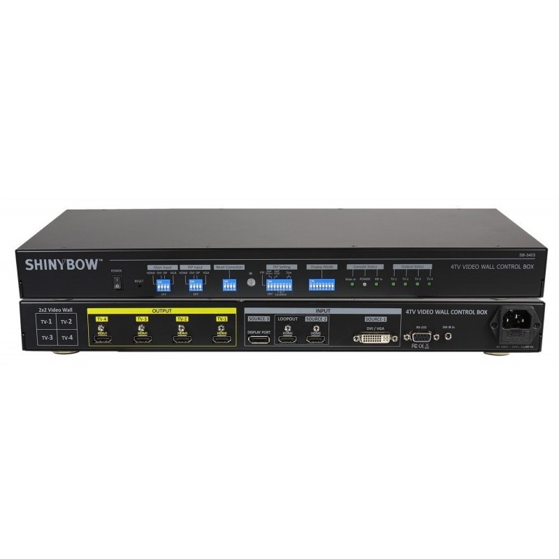 4K Video Wall controller 4 x HDMI udgange, HDMI, DP, DVI-I indgang,...
