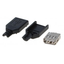 USB A female connector incl. cape. solder Terminals