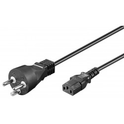 230V power cable (round pins) with earth (GND) and C13 appliance connector IEC she