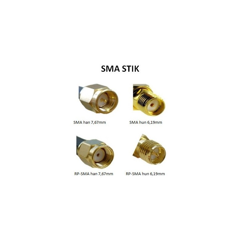 SMA antenne forlengelseskabel mannlig kvinne, 75 ohm, svart, 5m