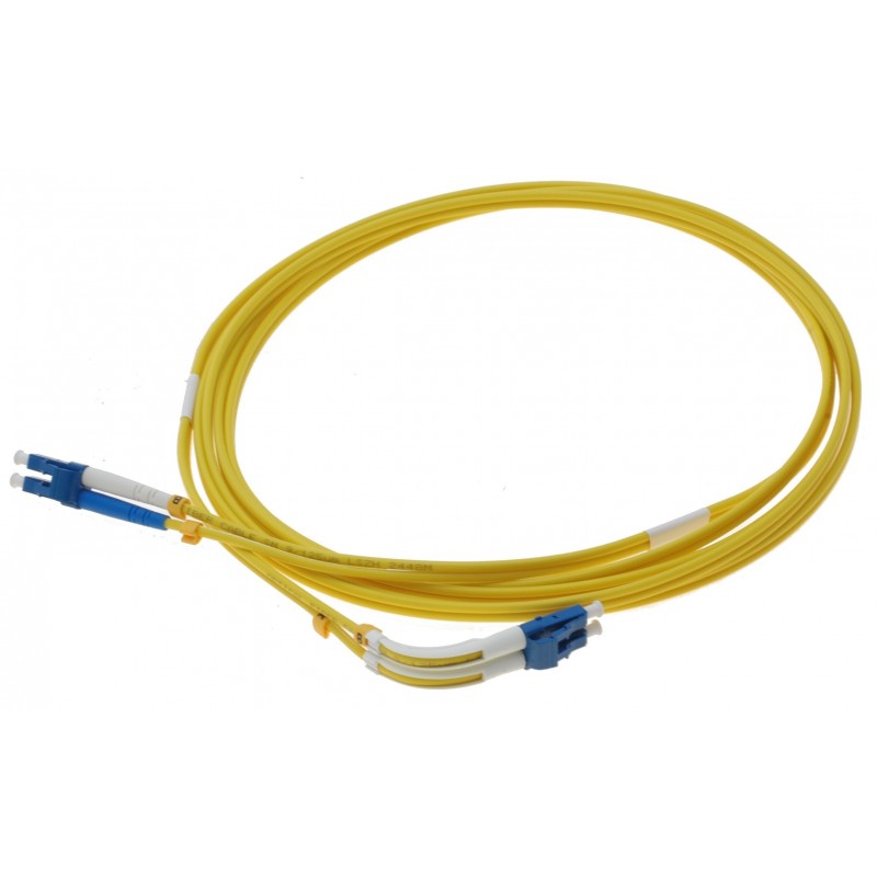 Angled fiber cable, single mode LC-LC, 3m, 9 / 125my, Yellow, LSZH, Duplex