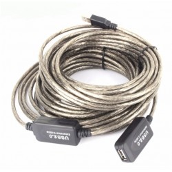 Active USB 2.0 repeater extension cable (20m) with 2 amplifiers boosts the USB signal
