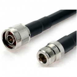 Coax cable N-male to N-female, antenna cable 50 ohm, black, LLC400,