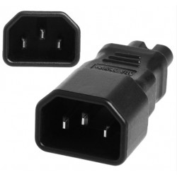 3-Pole IEC320 C14 Male to C7 Female Plug Adapter - Black