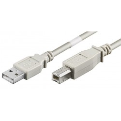 USB 2.0 Hi-Speed ​​cable, A male - B male, AWG28, gray, 10m