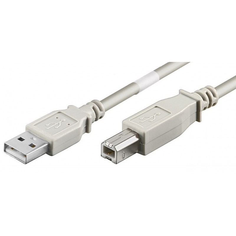 USB 2.0 Hi-Speed ​​cable, A male - B male, AWG28, gray, 10m