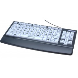 Large Keys Keyboard for Visually Impaired - USB, Danish Layout, White Keys