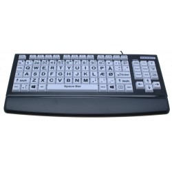 Large Keys Keyboard for Visually Impaired - USB, Danish Layout, White Keys