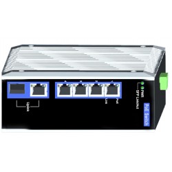 Industrial 6 Port Gigabit Ethernet Switch 4 PoE RJ45 +2 SFP Slots 30W PoE+  48VDC 10/100/1000 Power Over Ethernet LAN Switch -40C to 75C with DIN
