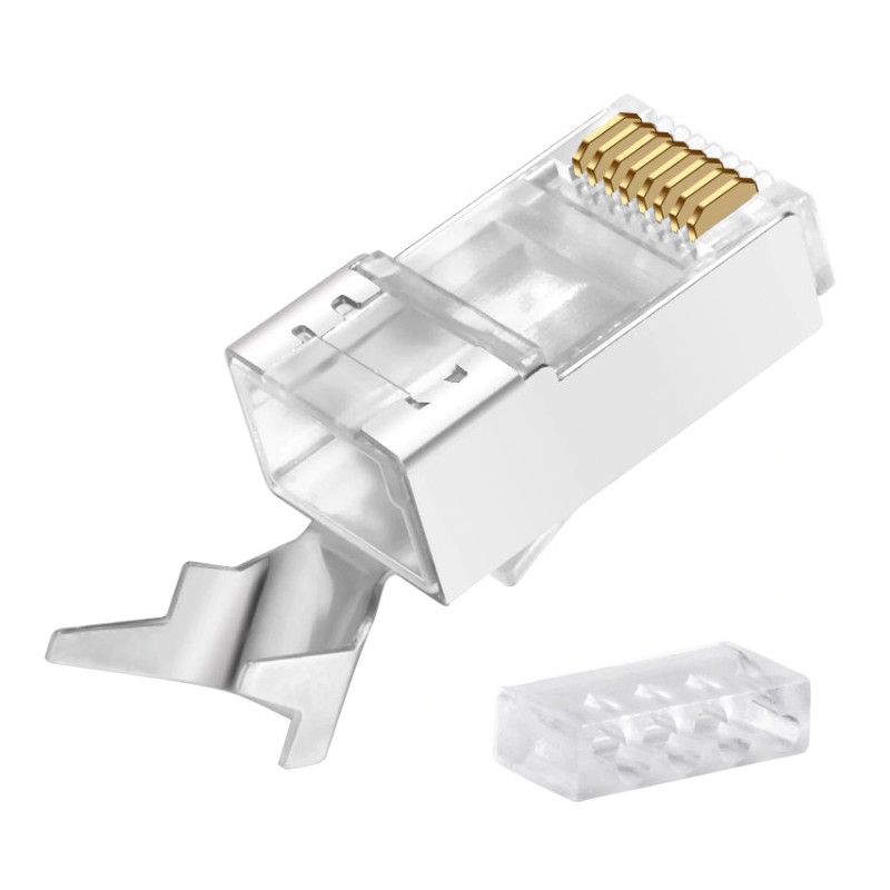 RJ45 mudulær kontakt for S-FTP Cat. 6/7 med avlastningsrem