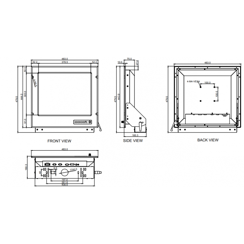 19 DNV Marine Monitor - 24Vdc, 1280x1024, IP66-klassifisert