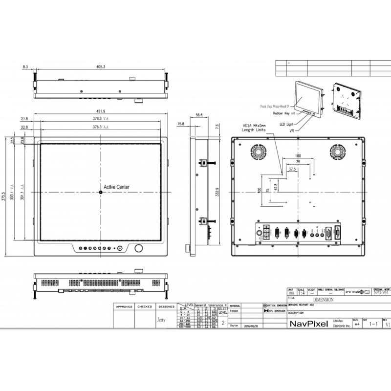 19 "Marine Screen built for use in sunlight (1000 nits) - IP65 - DANBIT A / S.