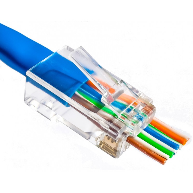 RJ45-kontakt for UTP Cat.5/6 med gjennomgående hull | Gullbelagt