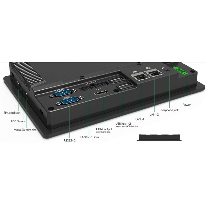 7" Panel PC touch Linux, Windows RS232, 4G SIM SLOT, Ethernet