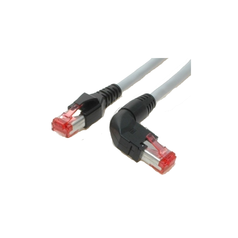 90 ° vinklet RJ45 Cat. 6 nettverkskabel - STP - Grå - 10m - DANBIT