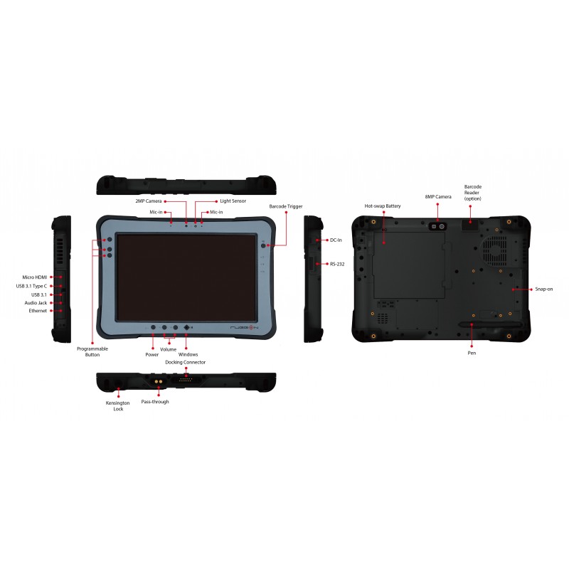 10,1" industriell nettbrett, PX-501, WINDOWS LTE, 5G robust, høye nits