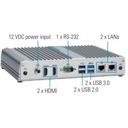 Fanless Embedded PC for WIN 10 IoT, Linux wall mount, Fanless design 2 HDMI, 1 RS232, 2 Ethernet, 6 USB
