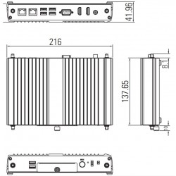 Fanless Embedded PC for WIN 10 IoT, Linux wall mount, Fanless design 2 HDMI, 1 RS232, 2 Ethernet, 6 USB