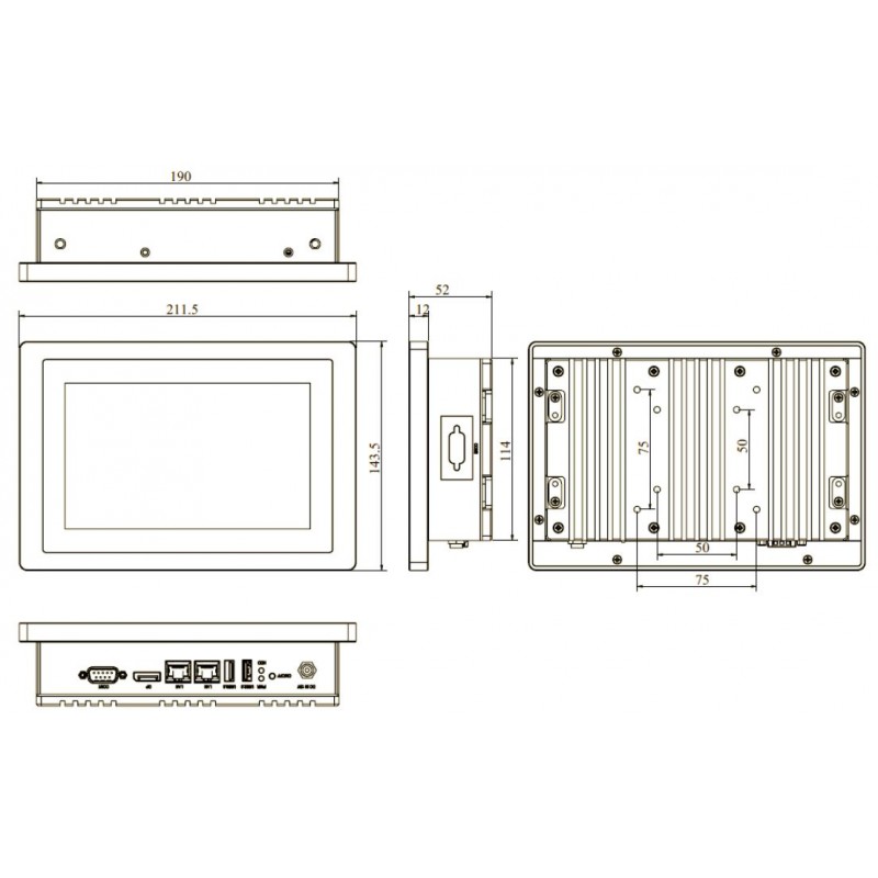 7 "Panel PC with 2 x RS232 and 2 x USB - Intel Atom E3815 1.46GHz