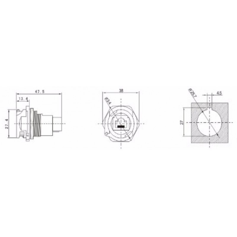 Vanntett RJ45 IP67-kontakt for industriell og utendørs bruk