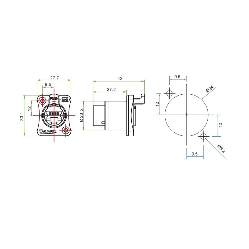 RJ45 ethernet cable routing IP65 water and dustproof