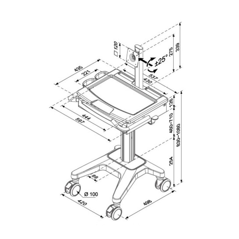 HC-301 Hospital monitor cart