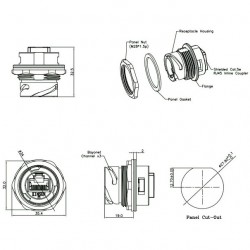 Waterproof RJ45 connector in 3 parts - IP68 tight - metal DANBIT