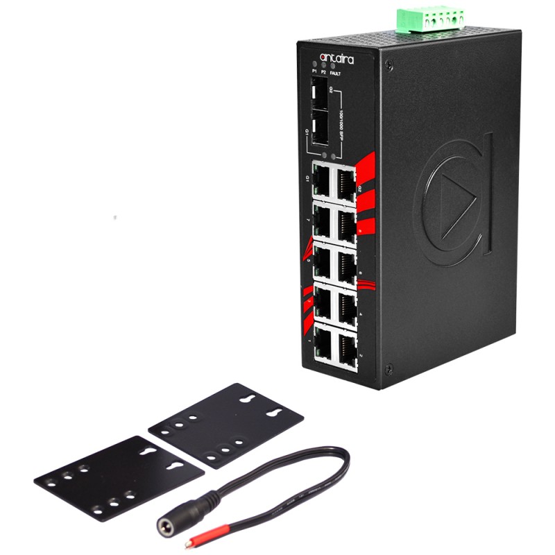 10-Port Industrial Unmannaged Switch, 2 FTP Ports