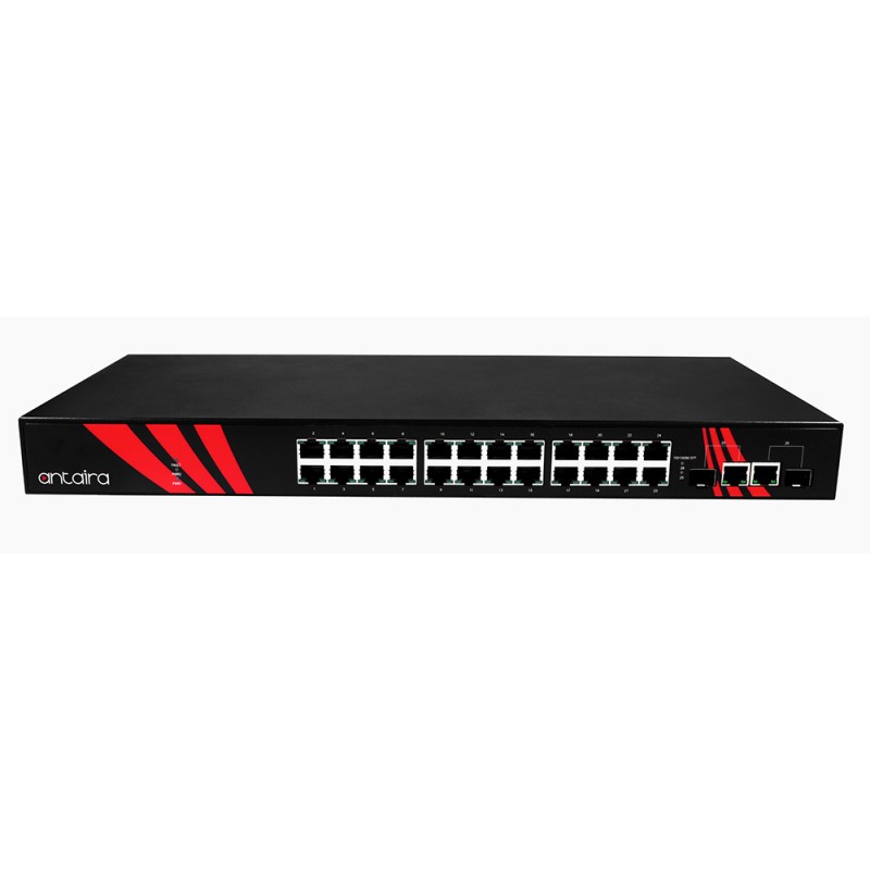 26-Port Industrial 1U 19 "Rackmontert PoE + Gigabit Unmanaged Switch