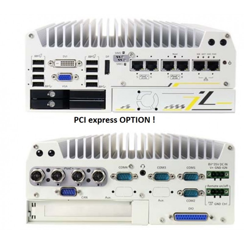 Innebygd Fanless PC CAN-bussgrensesnitt RAID 0/1 POE Intel Gen 8/9 for bruk av bil og tog E-MARK og EN 50155 godkjenning