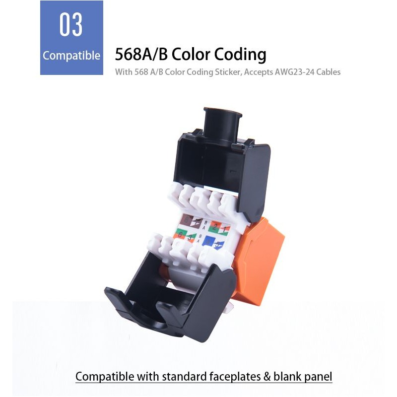 Keystone Jack RJ45 hunnplugg plast, gjenbrukbar, flere farger