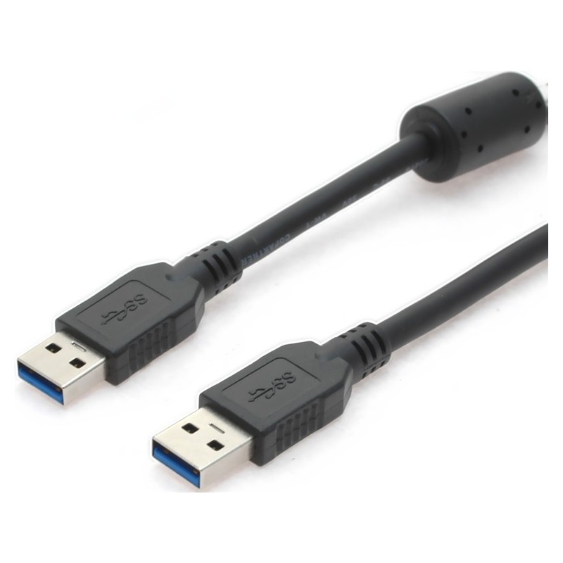 USB 3.0 cable with ferrite, A Male - A male, AWG28, black, 2.0m