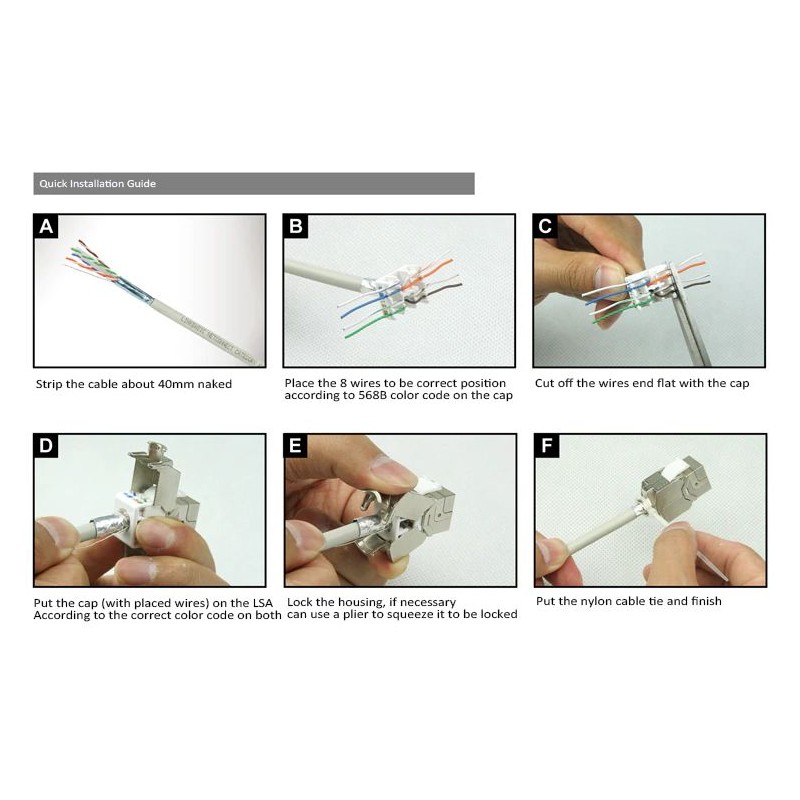 Keystone Jack RJ45 for veggmontering unshielded katt. 6/7 U / UTP U / STP
