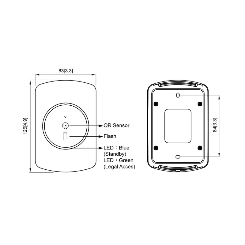 RFID - QR - kortleser - leser - 125KHz, 13,56MHz Mifare. RS232, RS485, Wiegand