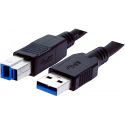 USB 3.0 cable, A male - B male, AWG28, black, 1.8m