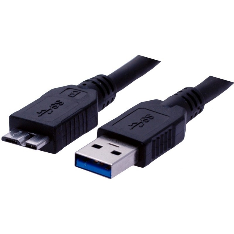 USB 3.0-kabel, A hann – micro USB3.0 hann, AWG28, svart, 0,6 m