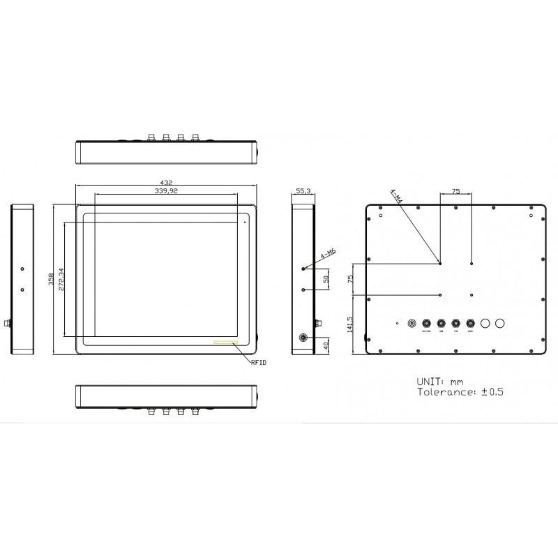 Industriell 17-tommers panel-PC i rustfritt stål – Core i, M.2-utvidelse, IP66/IP69K