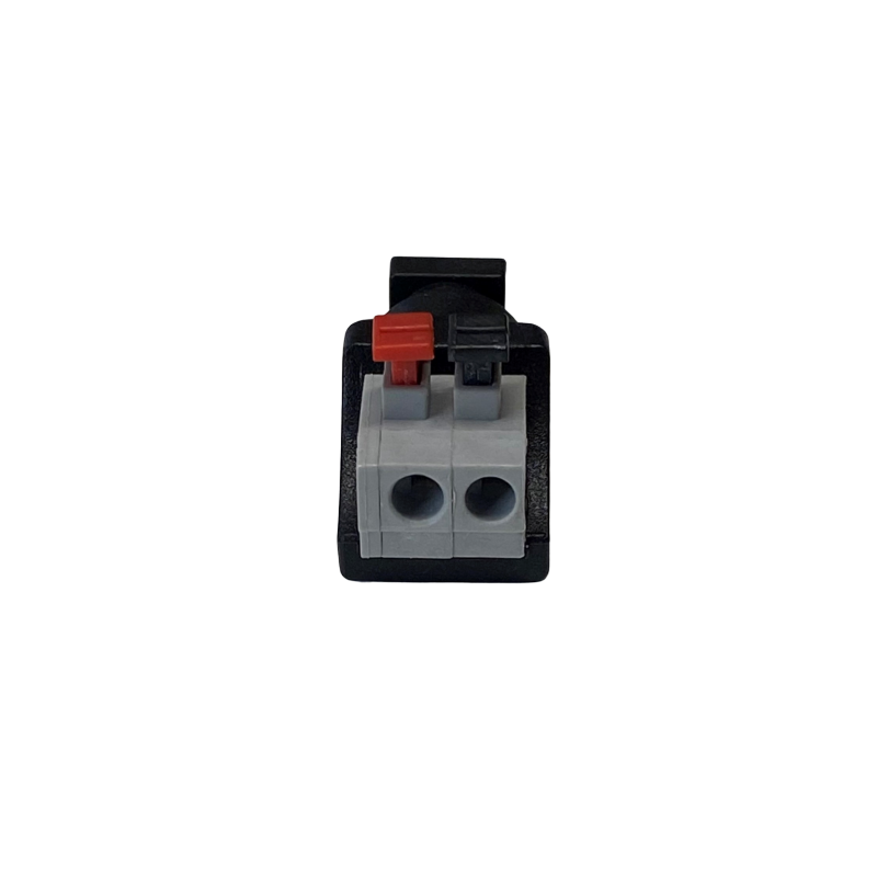 DC connector female 5.5/2.1mm terminal block with push-down clamp