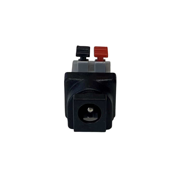 DC-kontakt hun 5,5/2,1 mm terminalblokk med push-down klemme