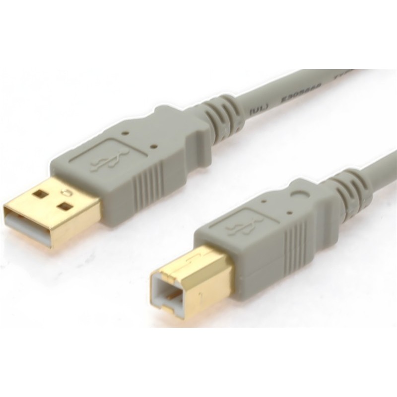 USB 2.0 kabler med guldkontakter, AWG 28. A han – B han, 1,8 meterf...