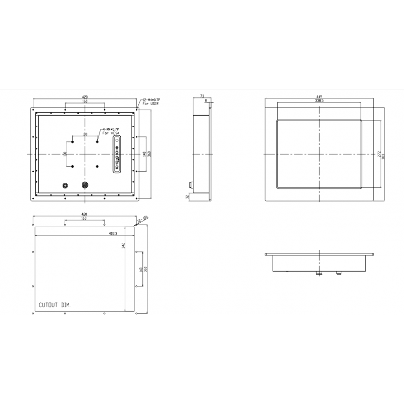17 "vanntett skjerm for panelmontering