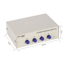 4-ports manuell seriell bryter RS232/485 til DB9 hannkontakt. For enkel testbruk
