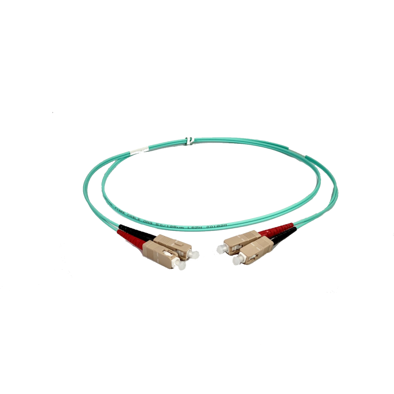 Fiber cable, Multi mode, SC-SC, 2m, 50/125my, OM3, Aquafarve, LSZH, Duplex