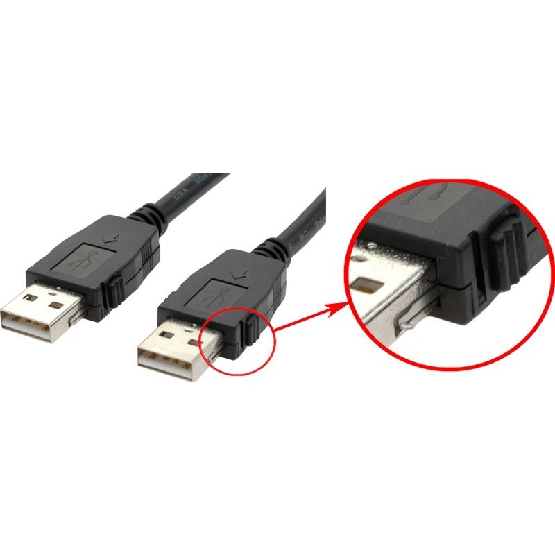 USB cable with mechanical lock. USB A male – A male, 2 meters