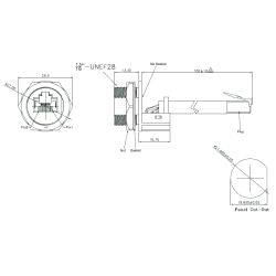Vanntett RJ45 chassiskontakt, 21 mm gjenger - for utendørs bruk