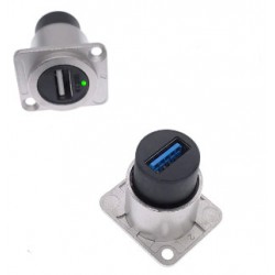 Shielded USB 3.0 pass-through connector - Type A - A she montage